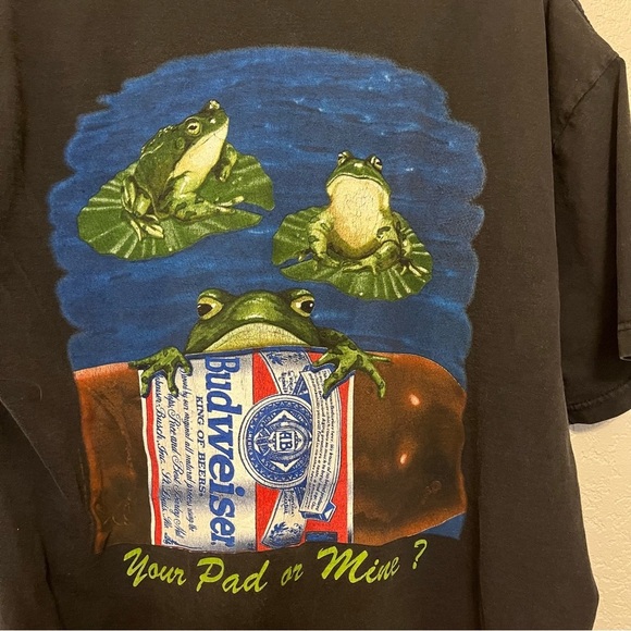 BUD Budweiser Frog Your Pad or Mine Vintage Black T-Shirt for Men Size XL - Picture 11 of 12